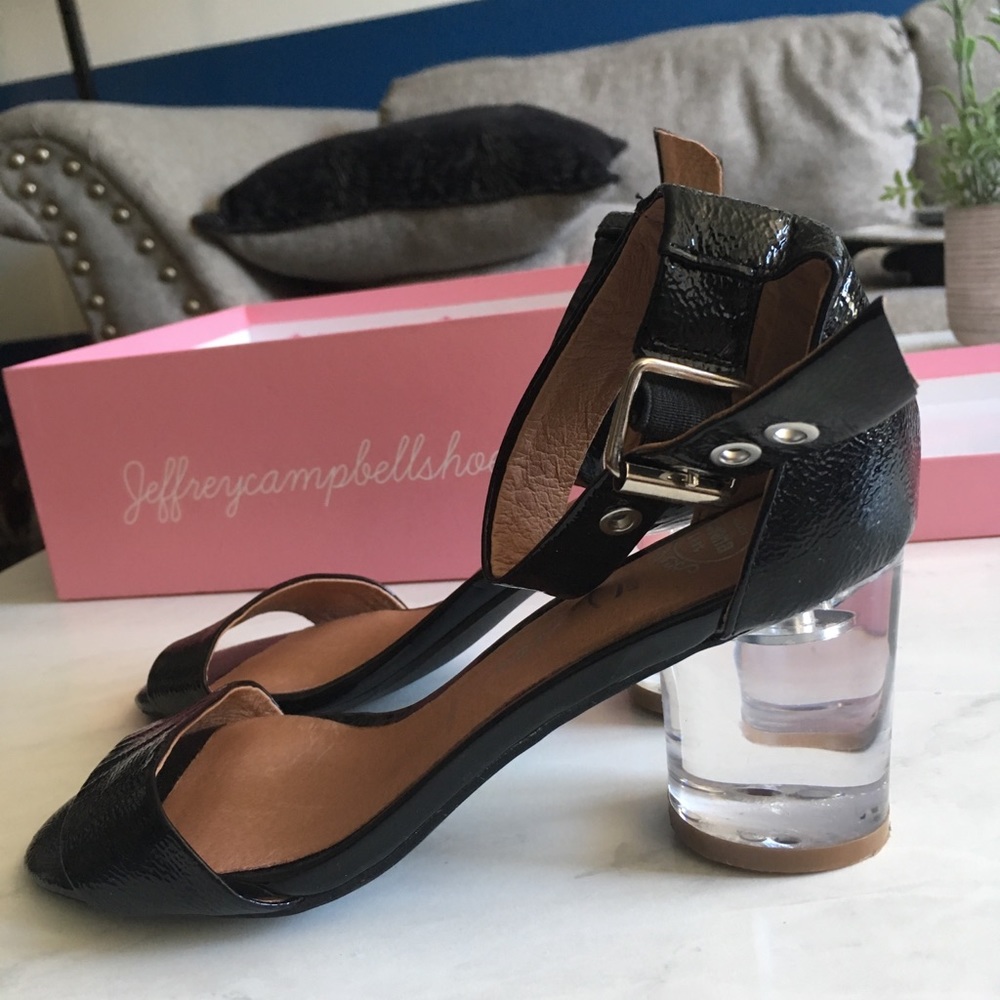 Jeffrey Campbell Lucite black patent leather heels